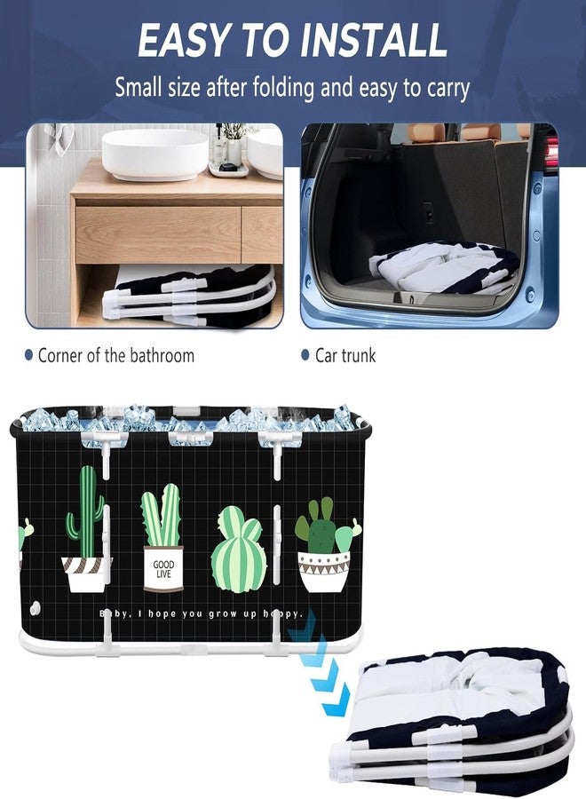 Valajogi Portable Foldable Bathtub Soaking for Adults Freestanding Bathtubs Hot Bath Tub Ice Family Bathroom SPA Adult-Spa & Baths Home Relaxation Use Compact Easy to Store (Cractus Design) - Image 5